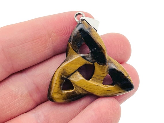 Tiger Eye Celtic Knot Pendant - Trinity Crystals Pendant - Gemstone - Valentine's Day - NC1265
