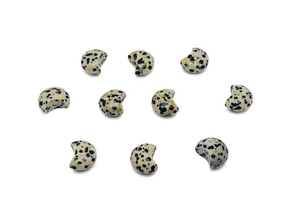 Dalmatian Jasper Gemstone Moon Puffy - Crystal Crescent - Healing Crystal - Mini Crystal- Crescent Moon – Moon Crystals – 15x9mm – MO1098