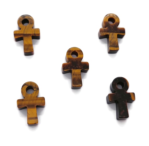 Tiger Eye Anka Crystal - Mini Crystal Ankhs - Handmade Carving - Anka Totem - AN1003