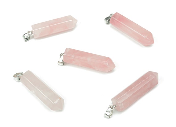 Rose Quartz Point Pendant - Crystal Pendant – Natural Necklaces - Heling Gemstone - Jewelry Making Supplies - NC1083