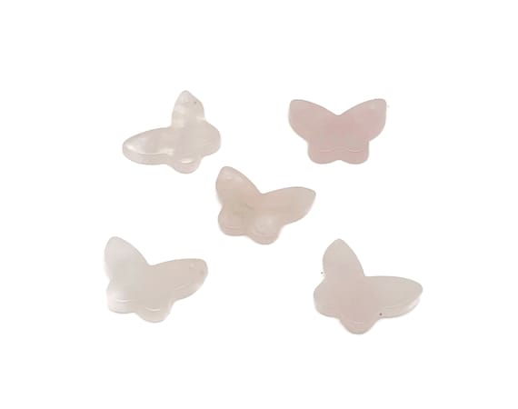 Rose Quartz Mini Butterfly Gemstone Pendant - Hole Crystal Jewelry - Crystal Carved Butterfly - Crystal Necklace Healing - NC1529