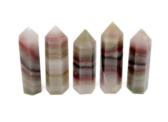 Pink Banded Calcite Obelisk Tower Stone - Gemstone Tower - Meditation Gemstone - Crystal Gifts - Home Crystal Decor - TW1155