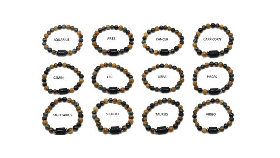 Zodiac Figure Crystal Bracelets - Natural Stone Bracelet - Mens Bracelet - Gift for Her - Christmas Gifts - ZZMIX