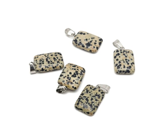 Dalmatian Jasper Crystal Rectangle Shape Pendants - Wholesale Gemstones - Stone Healing Crystal Rectangle Necklace - Natural Stones - NC1732
