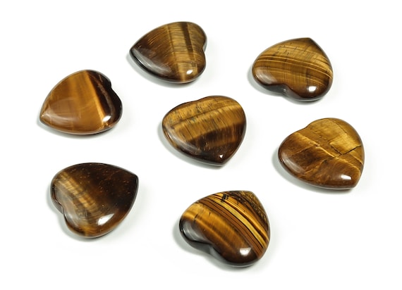 Tiger Eye Heart Gemstone – Heart Tiger Eye Gemstone – Natural Tiger Eye Protection Heart - Healing Crystals - 3cm - HE1181
