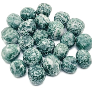 Green Dot Jade Tumbled Stone - Qinghai Jade Gemstone - Healing gemstone - Healing Stone - TU1206