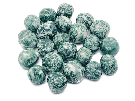 Green Dot Jade Tumbled Stone - Qinghai Jade Gemstone - Healing gemstone - Healing Stone - TU1206