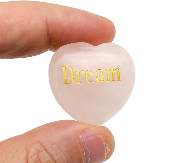 Dream Rose Quartz Heart Gemstone - Heart Crystal - Carving Heart - Gemstone Puffy Heart - Rose Quartz Healing Crystals - HE1212