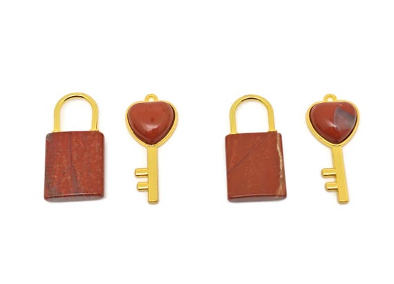 Red Jasper Heart Key Pendants - Crystals Pendant Healing - Mini Crystal Pendant - Gifts - KA1003