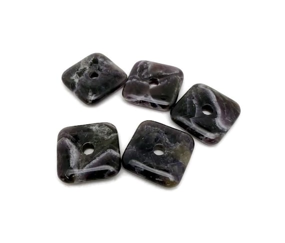 Amethyst Square Crystal Donut Pendant – Natural Gemstone Healing Amulet - 30mm - DO1114