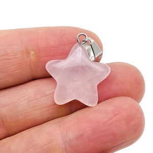 Rose Quartz Star Pendant - Crystal Pendant – Natural Necklaces - Heling Gemstone - Jewelry Making Supplies - NC1517