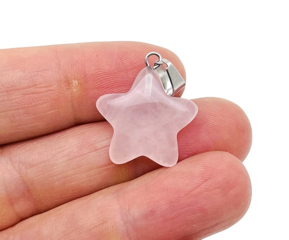 Rose Quartz Star Pendant - Crystal Pendant – Natural Necklaces - Heling Gemstone - Jewelry Making Supplies - NC1517