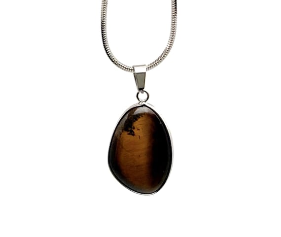 Tiger Eye Silver Gemstone Pendant - Dainty Crystal Pendant - Birthstone Charm - Jewelry DIY Charms - Gift Charm - NC1876