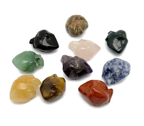 Crystal Heart Figure - Gemstone Decor - Handmade Carved Animal - Energy Stone Love Symbol Decoration - ANMIX11