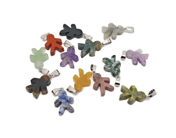 Crystal Gingerbread Cookies Men Pendants - Christmas Gift - Mineral Specimens - Christmas Carving - Best Quality - GINMIX