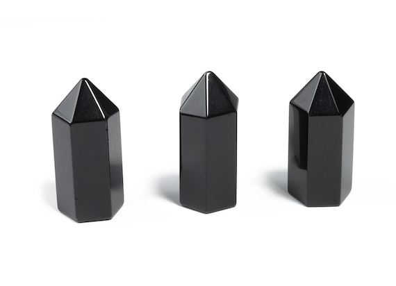 Obsidian Obelisk Tower - Obsidian Point Tower – Self Standing Obsidian Stone - Root Chakra – Gemstone Tower & Wand - 3.5 cm – TW1087