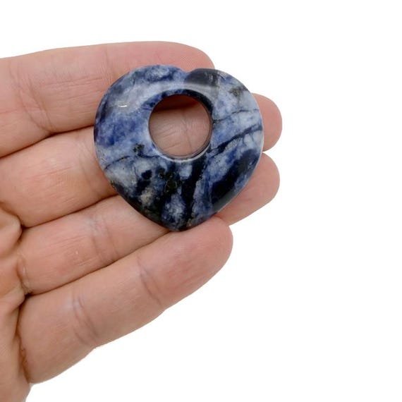 Sodalite Love Crystal Heart Donut Necklace Pendant - Assorted Gemstone Pendant Pieces - HZ1006