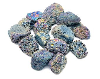 溶岩石　天然石 未加工レインボー溶岩火山石 - 天然溶岩石クリスタル宝石