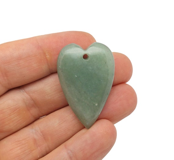 Aventurine Crystal Long Heart Love Pendants - Gemstone Crystal Big Sharp Heart Necklace - Heart Shaped Healing Gemstone - NC1688