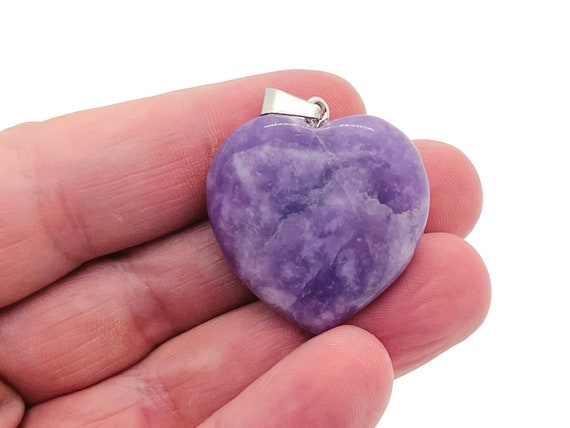 Lepidolite Heart Crystal Pendant - Crystal Pendant - Lepidolite Charms - Loose Stone - Reiki Crystal - NC1220