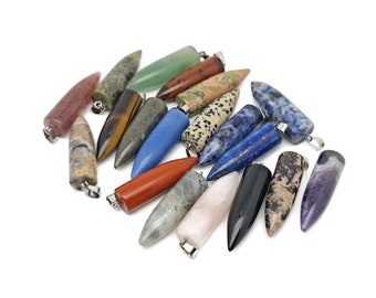 Bullet Gemstone Pendants - Crystal Point Bullet Necklace - Polished Bullet Carved - Crystal Healing - Mineral - MIXBULLET