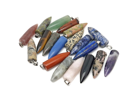 Bullet Gemstone Pendants - Crystal Point Bullet Necklace - Polished Bullet Carved - Crystal Healing - Mineral - MIXBULLET