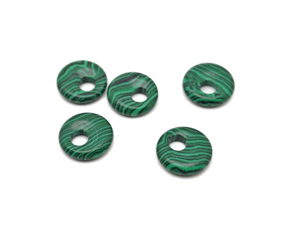 Malachite Gemstone Pi Stone - Crystal Donut Pi Stone - Pi Stone -Crystal Earrings - Lucky Safety Pendant Jewelry - 18mm - DO1041