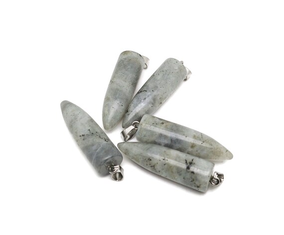 Labradorite Bullet Gemstone Pendant - Crystal Point Bullet Necklace - Polished Bullet Carved - Crystal Healing - Mineral Gemstone - NC1577