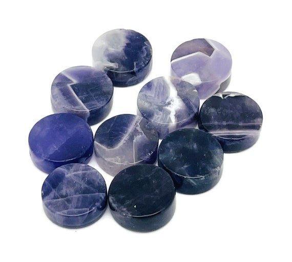Amethyst Gemstone Flat Disk - Crystal Round Coin - Loose Gemstone - Cabochon Gemstone - Handmade Gemstone Round - FL1074