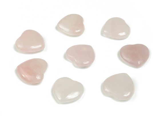 Rose Quartz Heart Gemstone Flat – Heart Crystal - Healing Stones – Carving Heart - Natural stones - 20x20x6 - HE1066