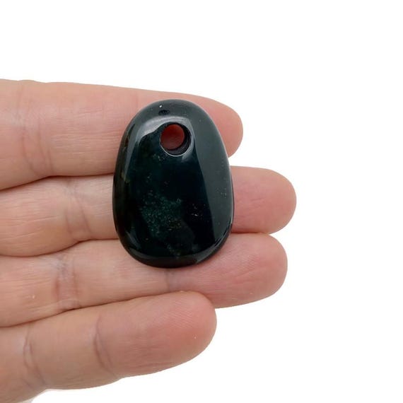 Moss Agate Oval Crystal Pendant – Natural Stone Jewelry Making Bead - NC1892