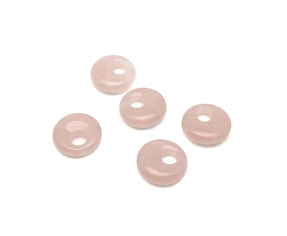 Rose Quartz Gemstone Pi Stone - Crystal Donut Pi Stone - Pi Stone -Crystal Earrings - Lucky Safety Pendant Jewelry - 18mm - DO1018