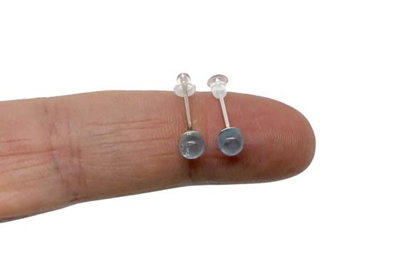 Aquamarine Stud Earrings - Sterling Silver Aquamarine - Genuine Gemstone Earrings - Semi-Precious Jewellery - NC1837