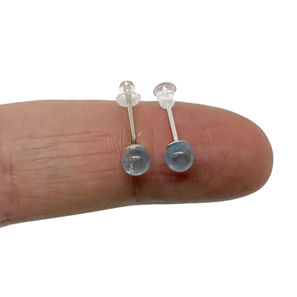 Aquamarine Stud Earrings - Sterling Silver Aquamarine - Genuine Gemstone Earrings - Semi-Precious Jewellery - NC1709