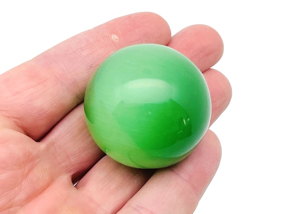 Green Cats Eye Sphere Stone A++ – Crystal Ball - Healing Crystal Stones – Crystal Décor – 40mm - BA1045