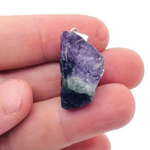 Fluorite Raw Crystal Pendant - Crystals Pendant Healing - Drilled Crystal - Gifts - NC1142