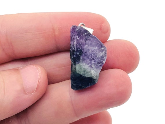 Fluorite Raw Crystal Pendant - Crystals Pendant Healing - Drilled Crystal - Gifts - NC1142