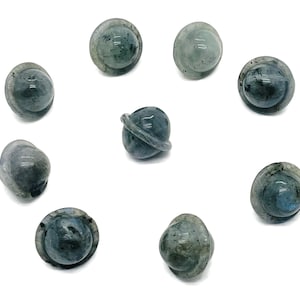 Labradorite Saturn Crystal - Mini Planet Gemstone - Crystal Carving - 18mm - SA1001