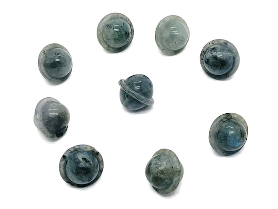 Labradorite Saturn Crystal - Mini Planet Gemstone - Crystal Carving - 18mm - SA1001