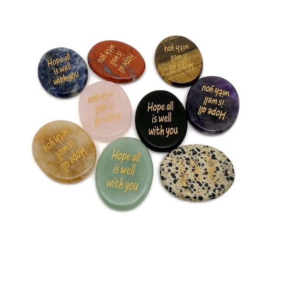 Hope All Is Well With You Engraved Crystal - Pocket Stone for Healing - ENGMIX3