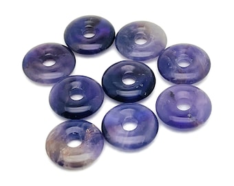 Amethyst Crystal Donut Pendants - Natural Gemstone Donut - Pi Stone - Lucky Safety Pendant Jewelry - 20mm - DO1008