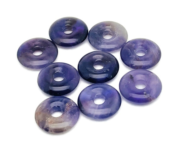 Amethyst Crystal Donut Pendants - Natural Gemstone Donut - Pi Stone - Lucky Safety Pendant Jewelry - Healing Crystals - DO1008