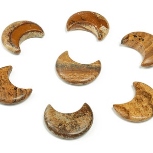 Picture Jasper Gemstone Moon - Crystal Moon - Carved Moon - Healing Crystal - Gemstone Crescent – 3×1.6cm – MO1046