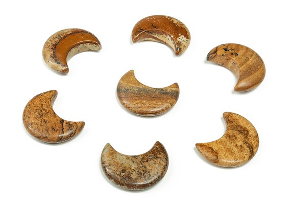 Picture Jasper Gemstone Moon - Crystal Moon - Carved Moon - Healing Crystal - Gemstone Crescent – 3×1.6cm – MO1046