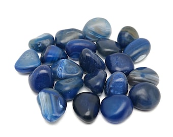Blue Agate Tumbled Stone – Natural Blue Agate Crystal –  Polished Stone – Gemstone - TU1304