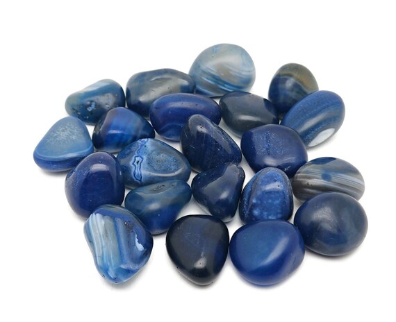 Blue Agate Tumbled Stone – Natural Blue Agate Crystal –  Polished Stone – Gemstone - TU1304