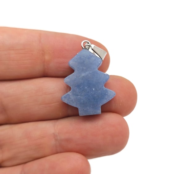 Blue Aventurine Pine Tree Gemstone Pendants - Crystals Pendant Healing - Mini Crystal Pendant - Gifts - NC1769