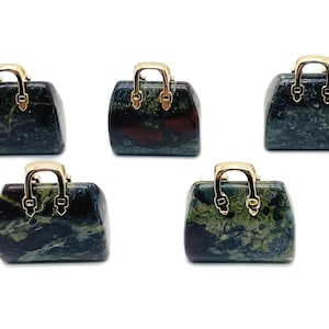 Dragon Blood Jasper Crystal Purse Carving - Crystal Handbag Pendant - Gemstone Purse - PU1011