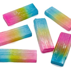 Rainbow Aura Selenite Wand Stone - Aura Selenite Stick - Loose Gemstone - Natural Selenite Tower – 6cm - RA1165