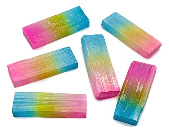Bacchetta di selenite Rainbow Aura - Bastoncino di selenite Aura - Pietra preziosa sfusa - Torre di selenite naturale – 6 cm - RA1165